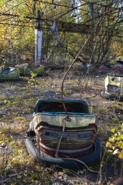 Çernobil, Ukrayna 'daki nükleer felaketin ardından Pripyat' taki terk edilmiş lunapark.