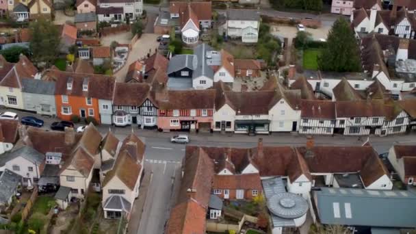 Rekaman Drone Dari Kota Pasar Bersejarah Lavenham Suffolk Inggris — Stok Video