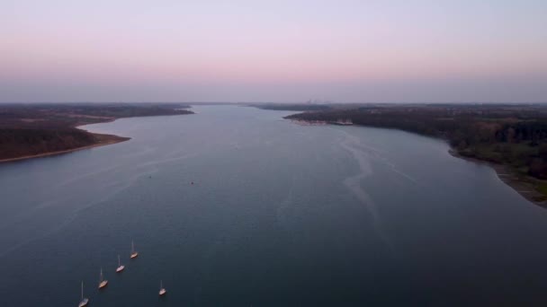 Drone Footage River Orwell Ipswich Suffolk Sunset — Stock Video