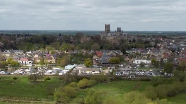 Drönarbilder Från Ely Cathedral Cambridgeshire Storbritannien — Stockvideo