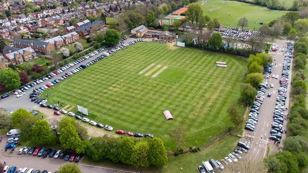 Een Luchtfoto Van Het Cricketveld Stratford Avon Warwickshire — Stockfoto