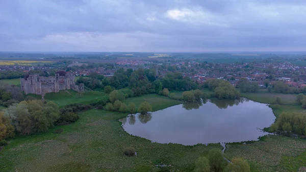 Letecký Pohled Historický Hrad Framlingham Suffolku Velká Británie — Stock fotografie