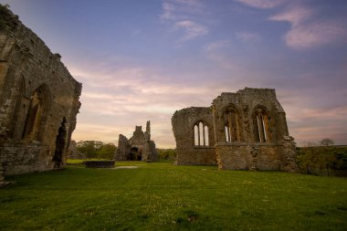 İngiltere 'nin Durham ilçesindeki Barnard Kalesi yakınlarındaki Egglestone Manastırı' nın kalıntıları.