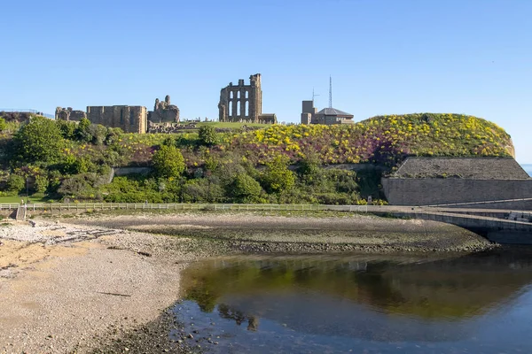 Tynemouth Priory Castle Med Utsikt Över Nordsjön Tynemouth Tyne Wear — Stockfoto