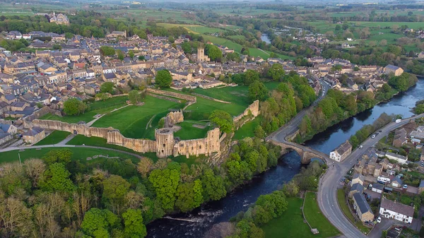 Flygfoto Över Fästningen Barnard Castle County Durham Storbritannien — Stockfoto