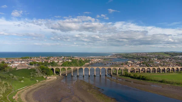 Royal Border Bridge Som Sträcker Sig Över Floden Tweed Berwick — Stockfoto