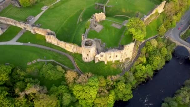 Drone Footage River Tees Barnard Castle Hrabstwie Durham Wielka Brytania — Wideo stockowe