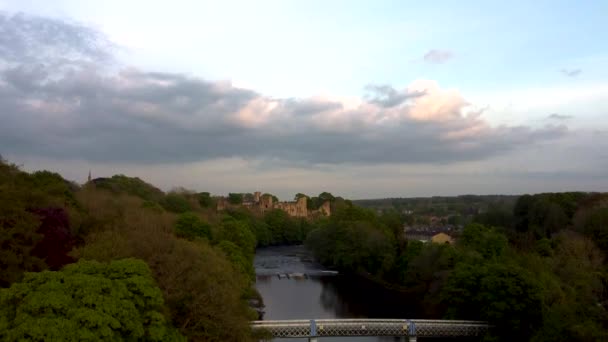 Rekaman Drone Dari River Tees Barnard Castle County Durham Inggris — Stok Video