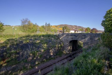 Helmsdale, İskoçya, İngiltere 'de tek bir demiryolu hattını kapsayan taş bir köprü.