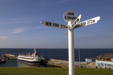 The iconic signpost at John O'Groats in the Scottish Highlands, UK clipart
