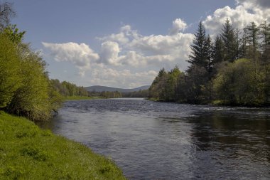 Cairngorms Ulusal Parkı 'ndaki Spey Nehri, İskoçya Highlands, İngiltere