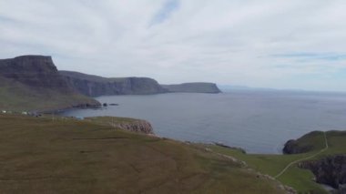 4k drone footage of the coastline at Neist Point on the Isle of Skye, Scottish Highlands, UK