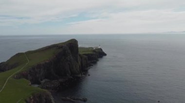 4k drone footage of the coastline at Neist Point on the Isle of Skye, Scottish Highlands, UK