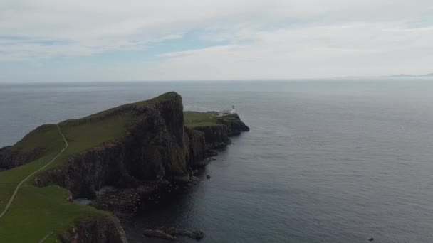 Drone Footage Coastline Neist Point Isle Skye Scottish Highlands — Video Stock