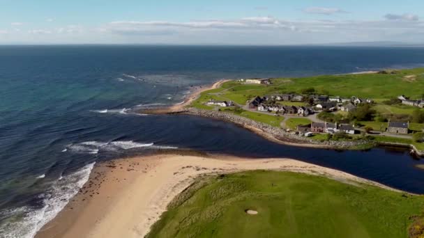 Drone Filmato Della Costa Brora Scozia Regno Unito — Video Stock