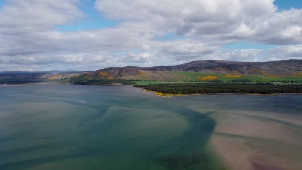 Drone Video Loch Fleet Sulla Costa Orientale Della Scozia Regno — Video Stock