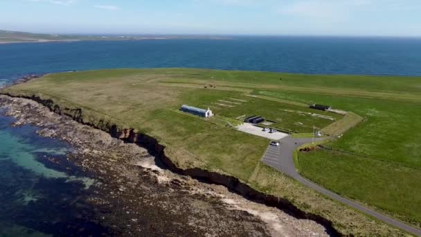 Drone Záběry Italské Kaple Orkneji Skotsko Velká Británie — Stock video