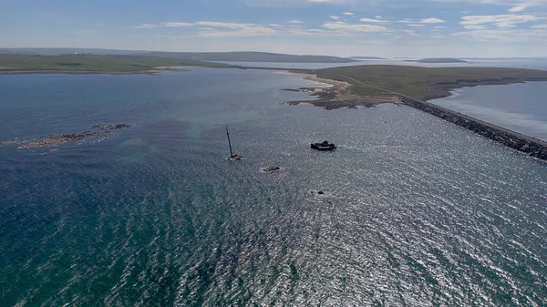 Orkney Skoçya Ngiltere Deki Churchill Bariyerlerinin Hava Görüntüsü — Stok fotoğraf