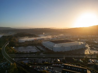 Swansea Stadyumu 'nun hava manzarası, Swansea, Batı Glamorgan, Galler' de çok amaçlı bir spor salonu.