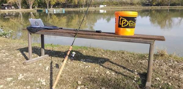 Trout Fishing Equipment Spinning Technique — Stock Photo, Image