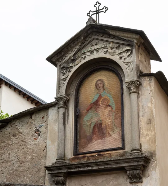 Lanzo Italy June 2021 Sacred Painting Virgin Mary Historic Center — Stockfoto