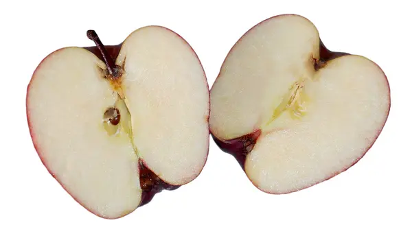 Twee helften van een appel, geïsoleerd op wit — Stockfoto