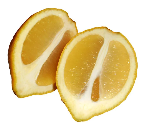 Two halves of a lemon isolated on white background — Stock Photo, Image