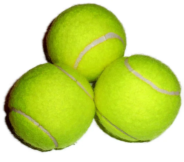 Tre tennis bollar, isolerade — Stockfoto