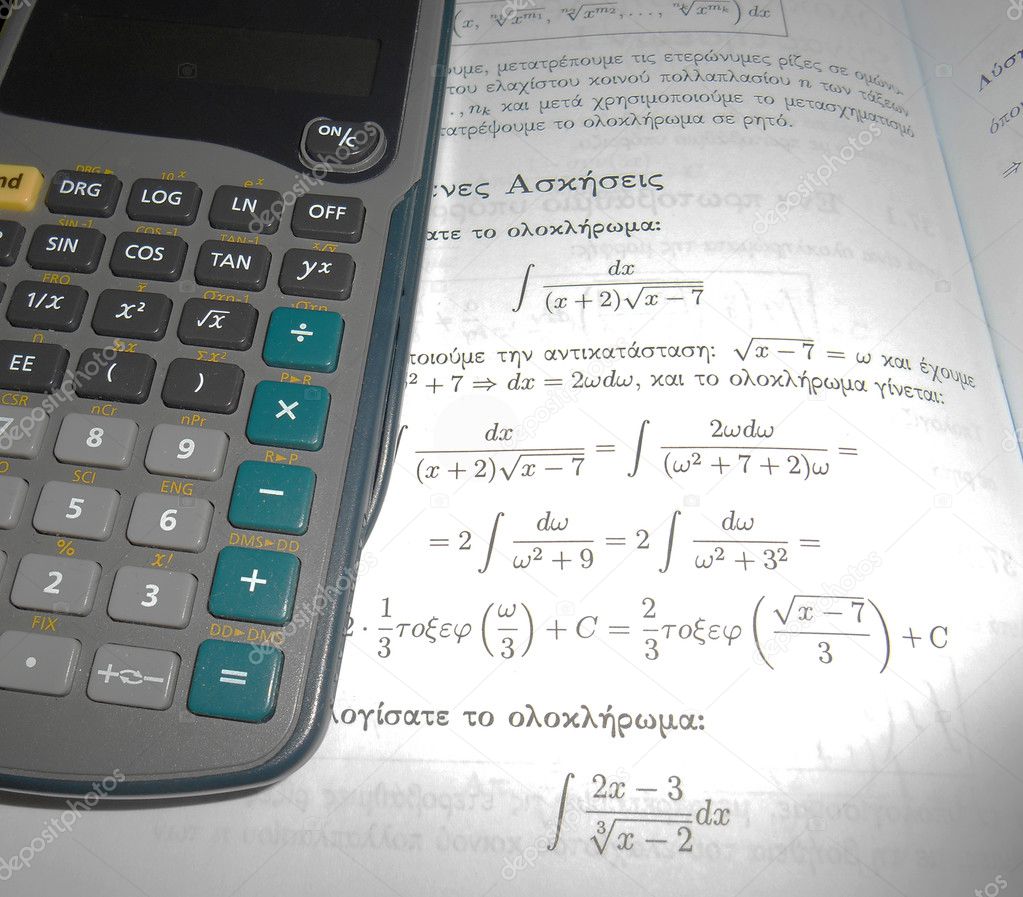 Maths book and calculator