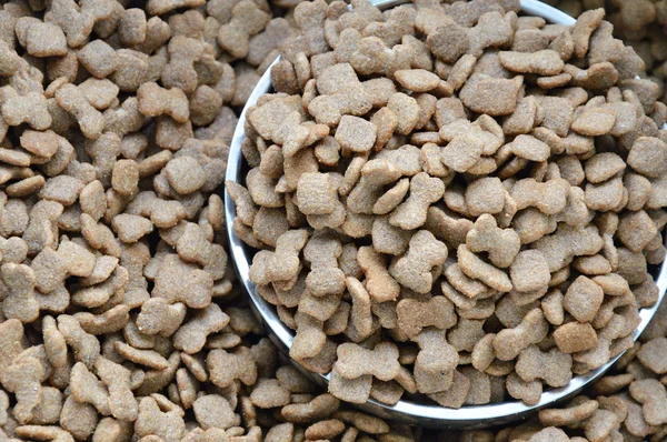 Karma dla psów na miski ze stali nierdzewnej — Zdjęcie stockowe