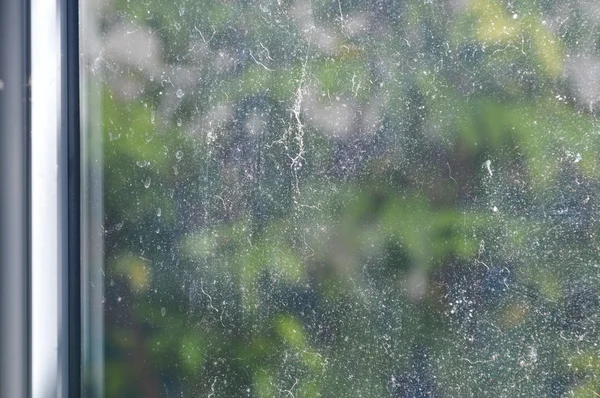 Macchia d'acqua sulla porta di vetro in casa — Foto Stock