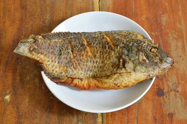 Deep fried mango fish on dish — Stock Photo, Image