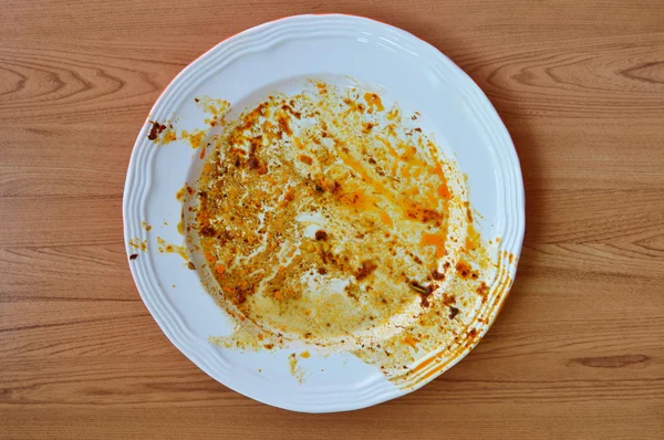 Gıda leke kaldı sonra beyaz tabak yemek