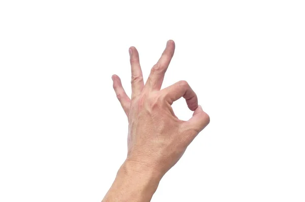 人的手指头在白色背景上做一 三个好的符号 — 图库照片