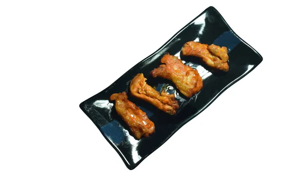 Gebratene Grill Hühnerrippe Mit Honigsoße Auf Teller — Stockfoto