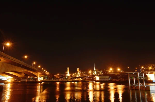 Paisaje Phra Phuttha Yodfa Monumento Antiguo Puente Cruzar Río Tailandia — Foto de Stock