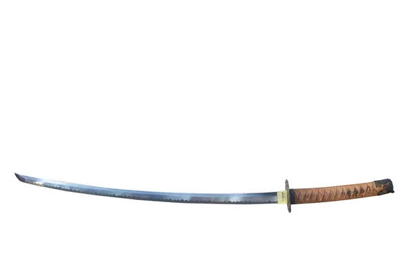 Lama Spada Samurai Giapponese Katana Sfondo Bianco — Foto Stock