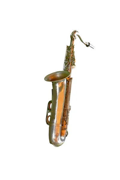 Saxofoon Muziekinstrument Arrangeren Witte Achtergrond — Stockfoto