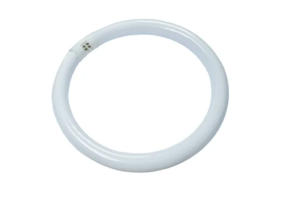 Kruh Zářivky Elektrická Lampa Uspořádání Bílém Pozadí — Stock fotografie