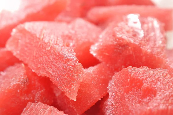 Närbild Röd Skiva Vattenmelon Fryst Ordna Bakgrund Och Konsistens — Stockfoto