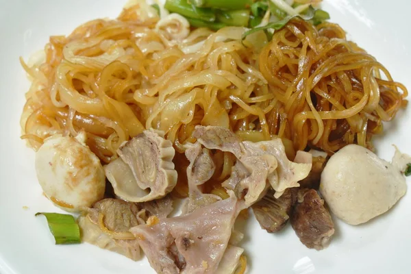 Βραστά Ξηρά Vermicelli Thin Rice Noodles Topping Slice Braised Pork — Φωτογραφία Αρχείου