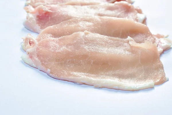 Rohes Schweinefilet Scheiben Als Zutat Auf Weißem Hintergrund — Stockfoto