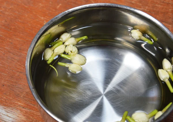 Jasmine in silver bowl — Stock Photo, Image