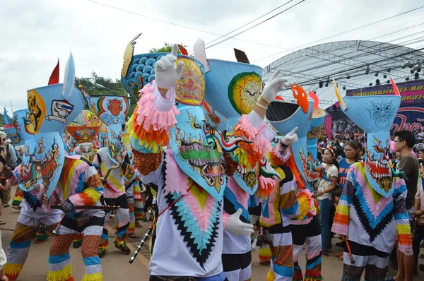 Phi Ta Khon is a type of masked procession celebrated in Thailand — Stock Photo, Image