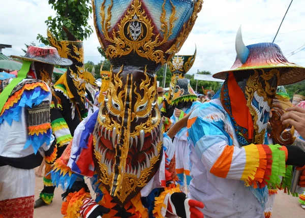 Phi Ta Khon is a type of masked procession celebrated in Thailand — Stock Photo, Image