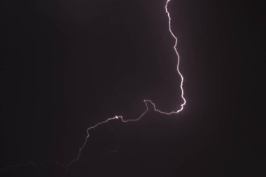 blurry lightning on cloud in dark sky at night white rain storm coming