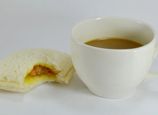 Milk coffee and sandwich — Stock Photo, Image