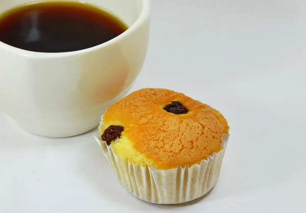 Boter cup cake en zwarte koffie — Stockfoto
