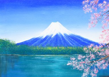 Fuji Dağı Yağlıboya Resim tuval üzerine