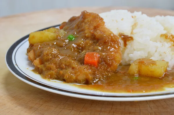 Tonkatsu frittiertes Schweinedressing mit japanischem Curry — Stockfoto